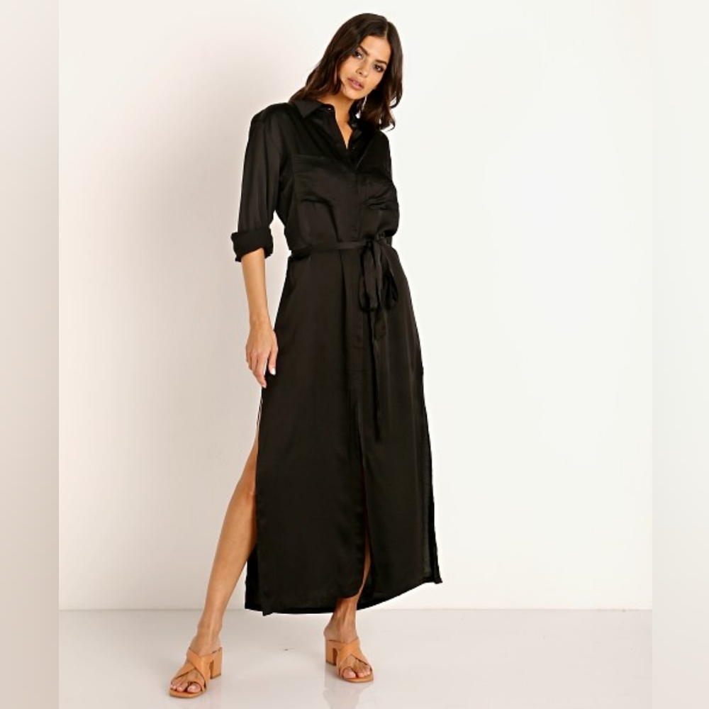 Stillwater Darrian Shirt Dress Silky Black